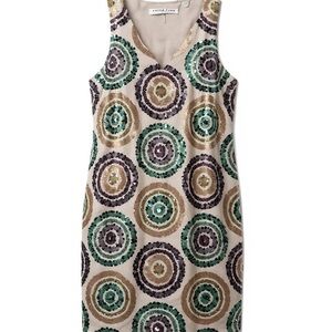 Trina Turk Gold and Green Sequin Mini Dress